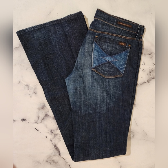 Vintage COH Ingrid Low Waist Flare Leg Jean Size 27 Rare Patchwork Pockets - Picture 2 of 16